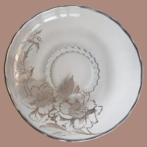 Vintage 1960s Rockwell Silver Peony Scalloped Centerpiece Bowl